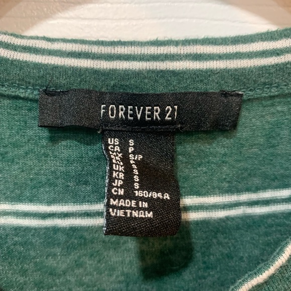 F21 Green Striped Top - Picture 2 of 2